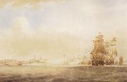 Nicholas Pocock The British Fleet Spain oil painting artist